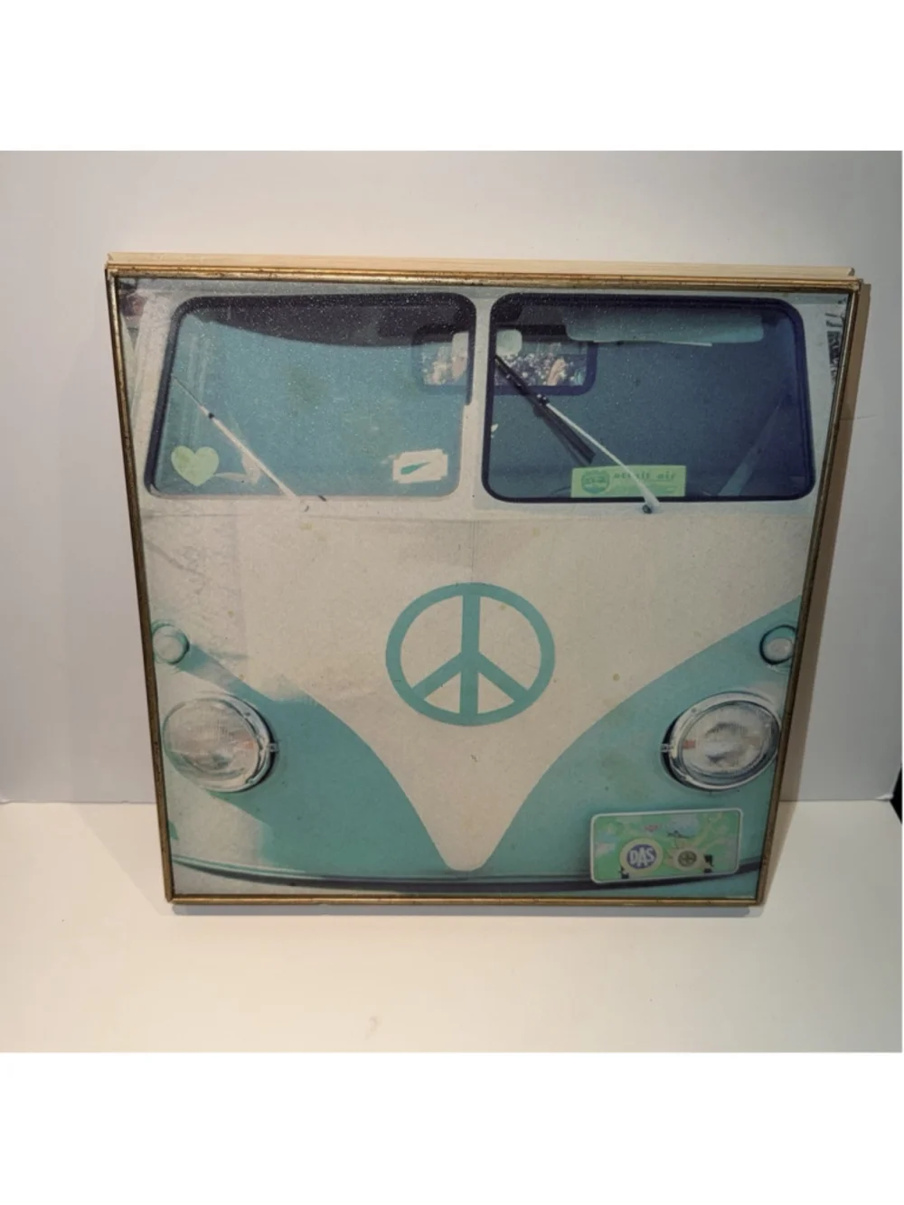 Target Retro VW Bus Canvas Wall Art Peace Sign Turquoise 12x12 Target Decor READ